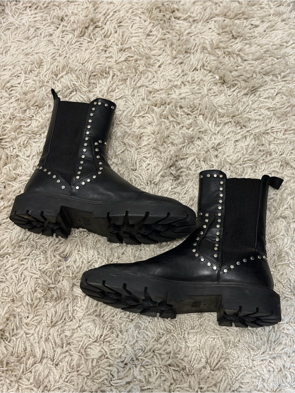 MOVING SALE ZARA Black Studded Chelsea Lug Boots - Women's